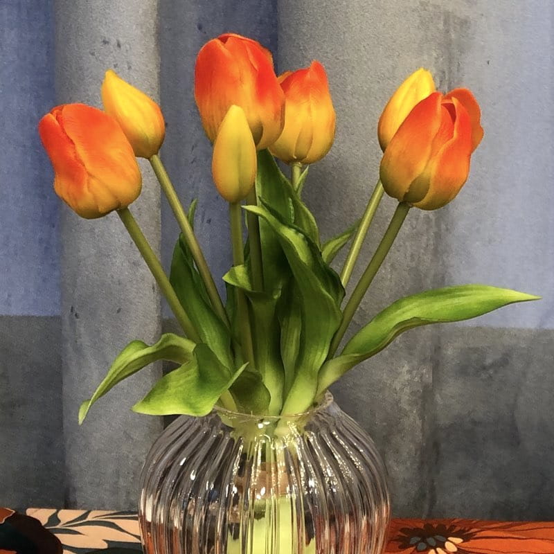 Künstliche Tulpen wie echt orange 7er Bund Höhe 30 cm