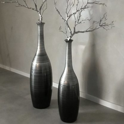 Bodenvase ANNA Hochglanz schwarz-silber H 34 | 65 | 77 cm