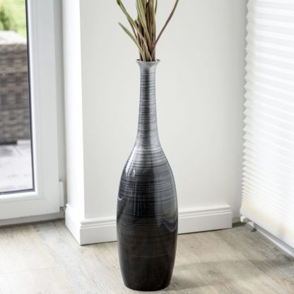 Bodenvase ANNA Hochglanz schwarz-silber H 34 | 65 | 77 cm