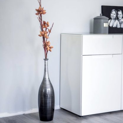 Bodenvase ANNA Hochglanz schwarz-silber H 34 | 65 | 77 cm