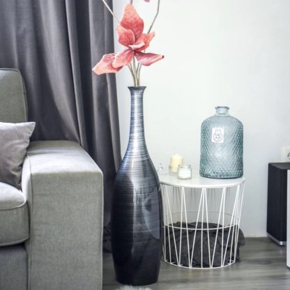 Bodenvase ANNA Hochglanz schwarz-silber H 34 | 65 | 77 cm