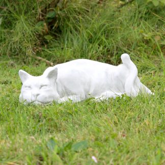 Gartenfigur Katze "ANNABELLE" weiß L 45 cm