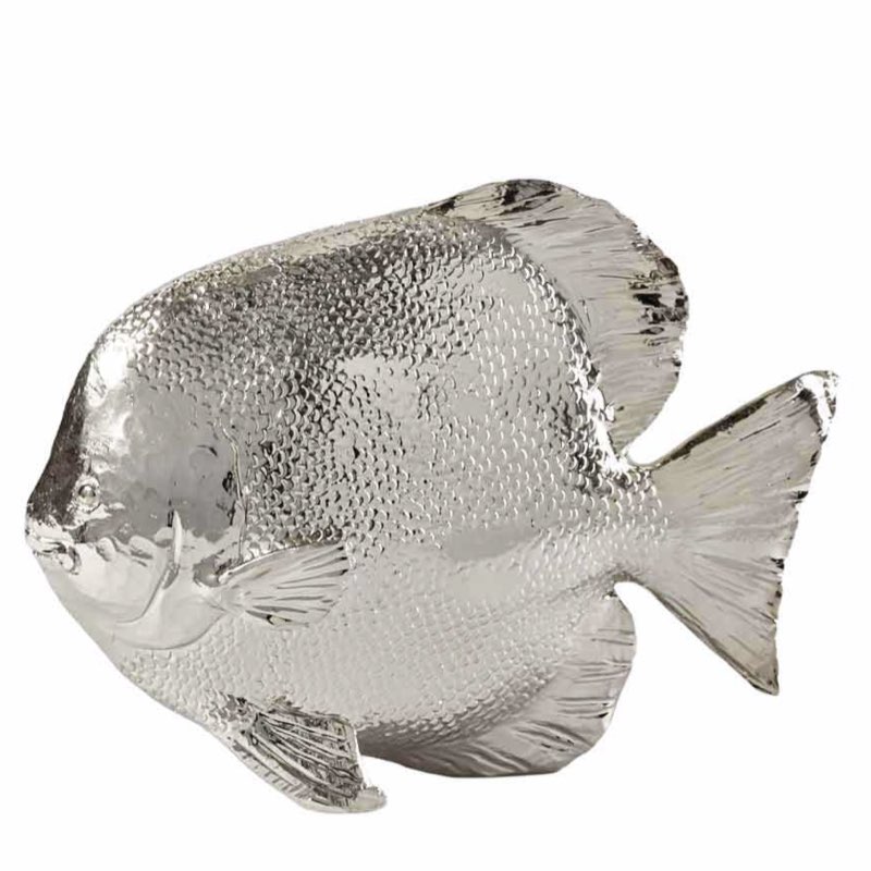 Dekofigur Fisch stehend silberfarben Länge 26 cm