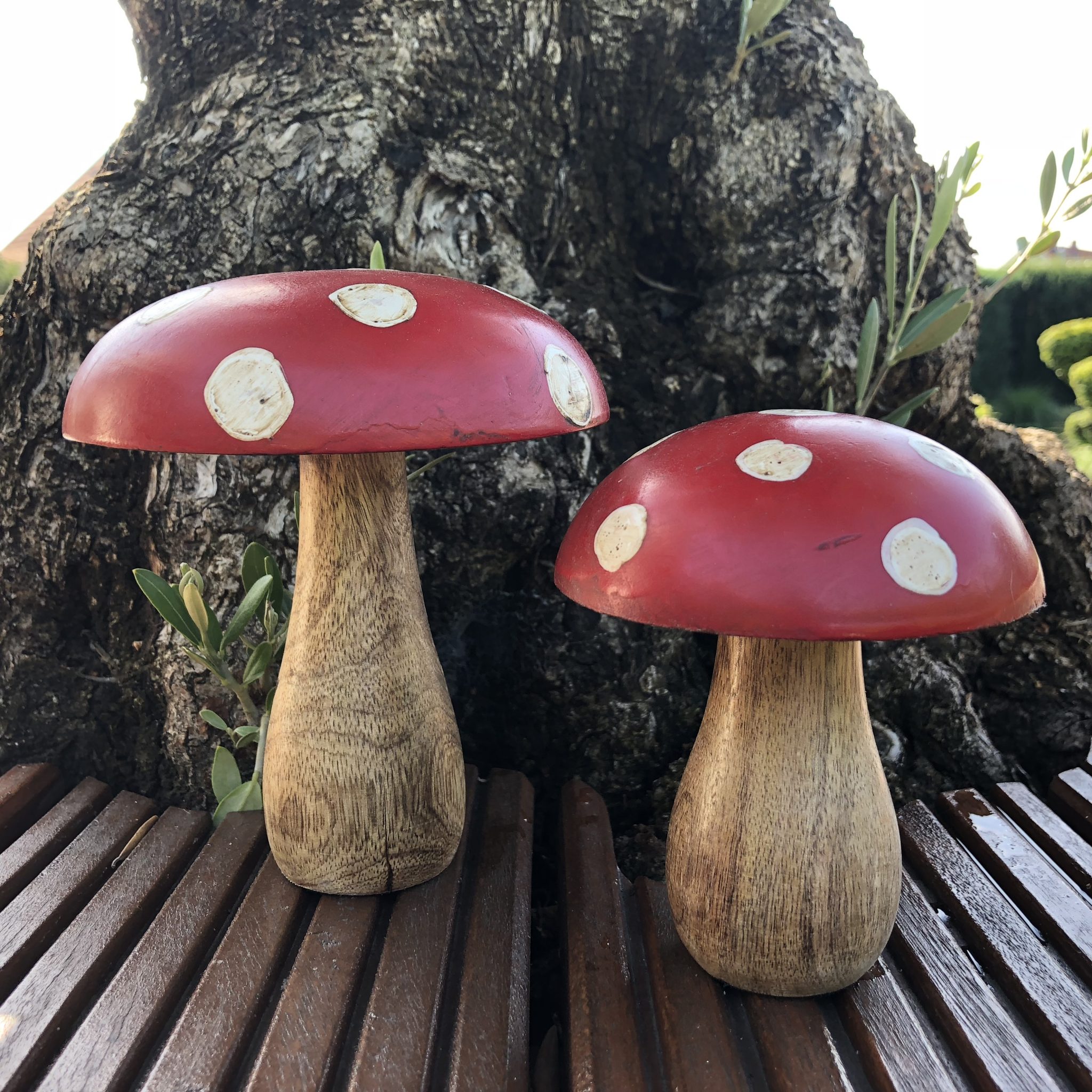 Deko Pilze Fliegenpilz Duo aus Holz