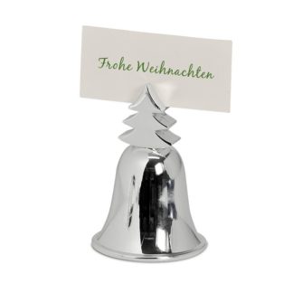 Weihnachtsdeko Glocke Tischkartenhalter Edzard versilbert H 7 cm