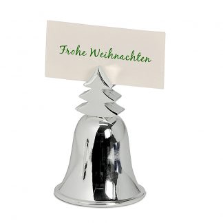 Weihnachtsdeko Glocke Tischkartenhalter Edzard versilbert H 7 cm