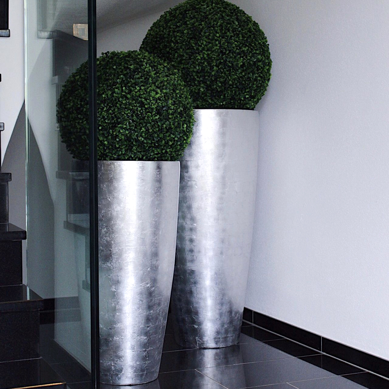 Bodenvase CECILE Hochglanz silber H 100 cm | 80 cm