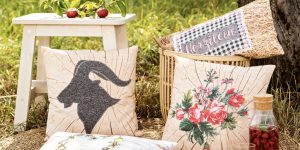Sommertextilien 300x150 Dekokissen LANDPARFTIE, MILANA, RIVA Magma