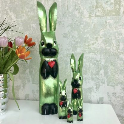 Deko Hase SKIPPIE grün metallic Pape Kunstgewerbe