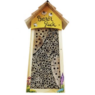 Bienenhotel groß BIENEN Glück mit Lamellendach Vogelvilla H 34 cm