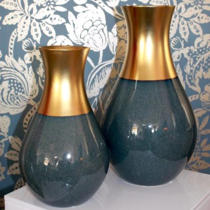 Vase dunkelblau/gold OPULENT Casablanca Höhe 45 | 35 cm