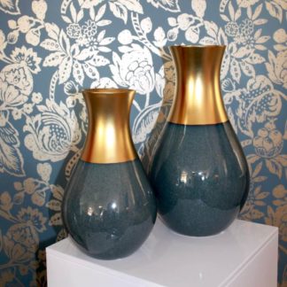 Vase dunkelblau/gold OPULENT Casablanca Höhe 45 | 35 cm
