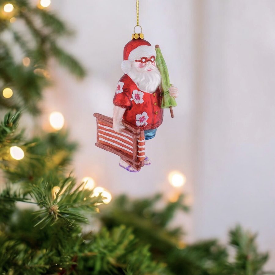 Weihnachtsbaumschmuck SANTA MIT LIEGESTUHL GiftCompany H 14 cm