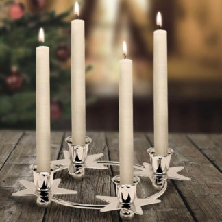 Kerzenständer | Kerzenhalter Adventskranz silber STERNE Edzard ø 19 cm