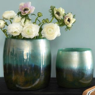 Vase Glas grün LINEN GiftCompany Perlmutt