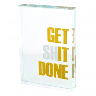 Briefbeschwerer LOURD GiftCompany "GET SHIT DONE" Kristallglas 9x13 cm