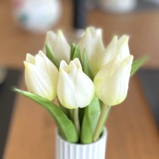 Kunstblume TULPEN 6er Bund creme H 20 cm