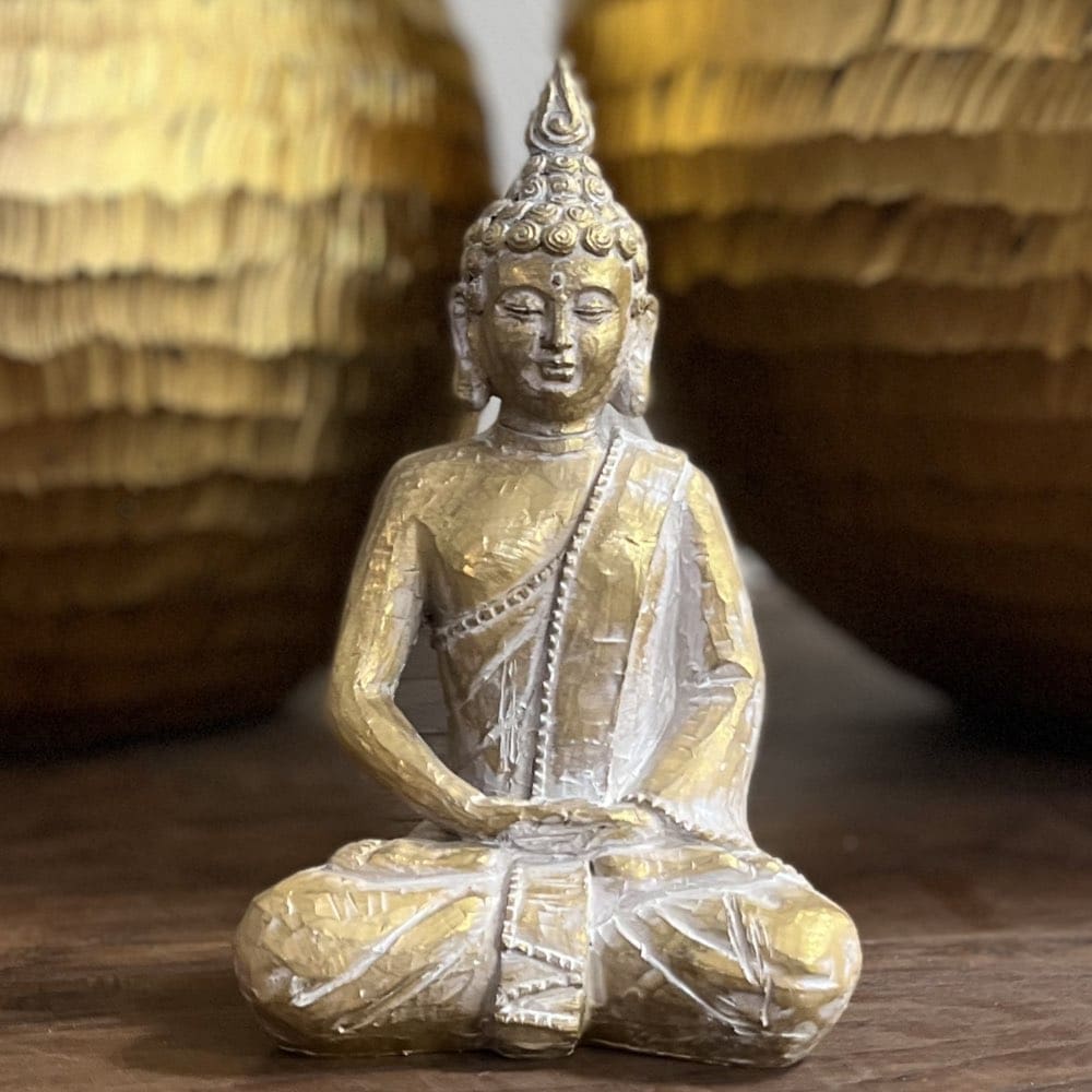 Dekofigur Buddha Sitzend Gold H 22 Cm 2