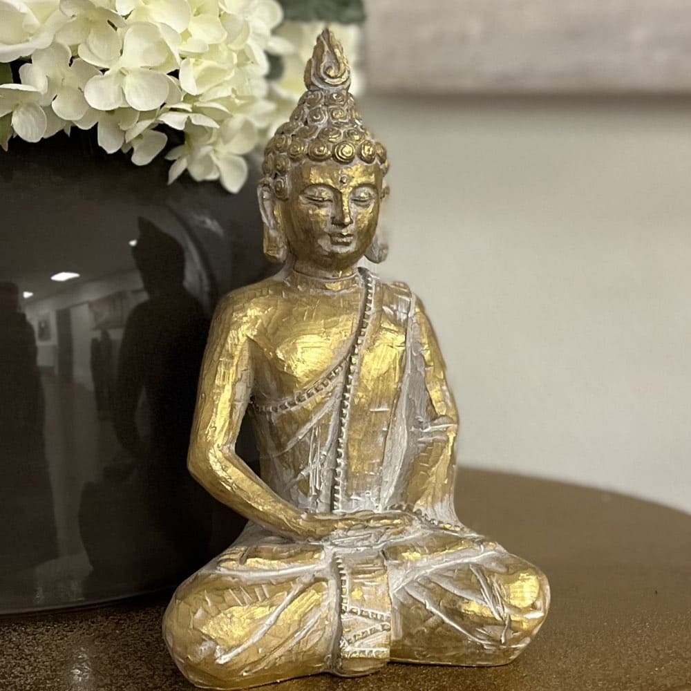 Dekofigur Buddha sitzend gold Höhe 22 cm