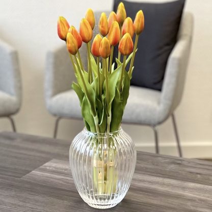 Künstliche Tulpen wie echt orange 7er Bund Höhe 43 cm