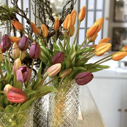 Künstliche Tulpen wie echt orange 7er Bund Höhe 43 cm