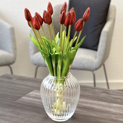 Kunstblume Kunstpflanze TULPEN 7er-Bund rot H 43 cm