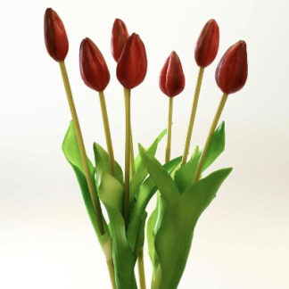 Kunstblume Kunstpflanze TULPEN 7er-Bund rot H 43 cm