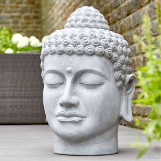 Buddha Kopf H 51 cm Zementoptik matt