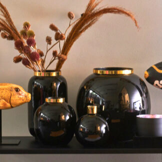 Vase SAIGON GiftCompany bauchig schwarz/gold ø 25 | 13 cm