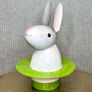 Deko Figur Hase im Hut LUCKY Pape Kunstgewerbe Höhe 32 cm