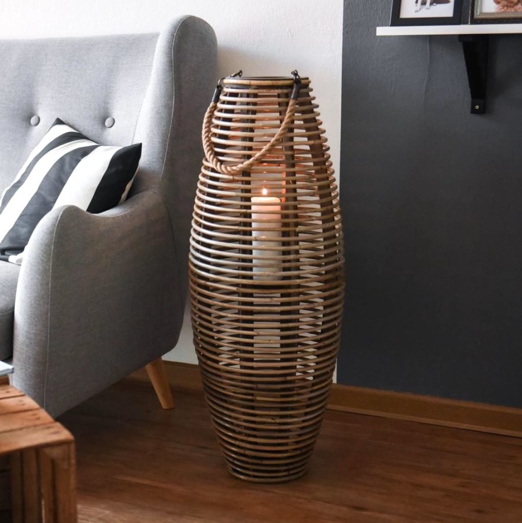 Windlicht Laterne Bambus mit Henkel