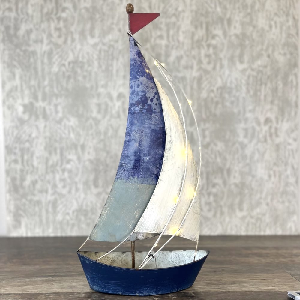 Deko Figur Segelboot Casablanca Metall LED Höhe 60 cm
