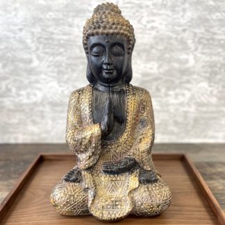 Buddha Figur schwarz gold Höhe 42 cm