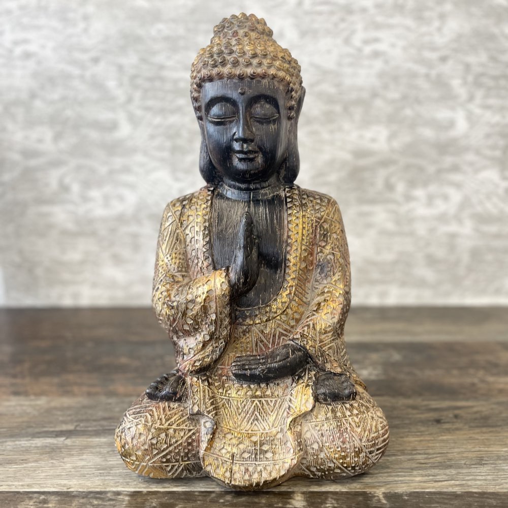 Buddha Figur schwarz gold Höhe 42 cm