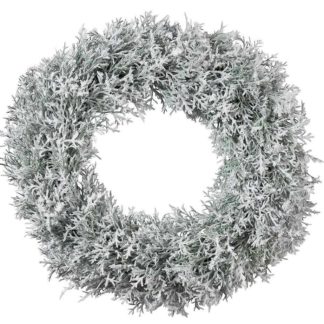 Adventstürkranz | Türkranz Weihnachten THUJA KRANZ beschneit auf Rebe ø 36 cm
