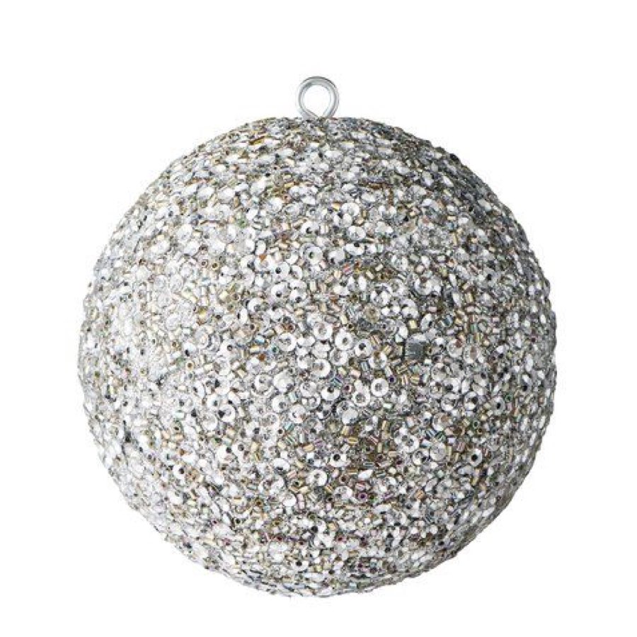 Weihnachtskugel OPIUM GiftCompany Glitzer, Perlen, Pailletten silber ø 10 cm