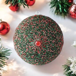 Weihnachtskugel OPIUM GiftCompany Perlen, Steine, Glitzer rot/grün ø 10 cm