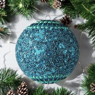 Weihnachtskugel OPIUM GiftCompany Blumenmuster, Perlen, Steine, blau ø 10 cm