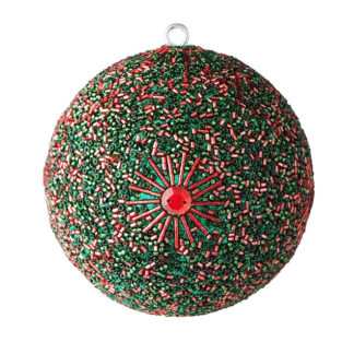Weihnachtskugel 2er Set OPIUM GiftCompany Perlen, Steine, Glitzer rot/grün ø 10 cm