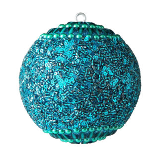 Weihnachtskugel 2er Set OPIUM GiftCompany Blumenmuster, Perlen, Steine, blau ø 10 cm