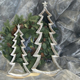 Weihnachtsdeko ALU TANNENBAUM auf Holzfuß H 50 | 35 cm