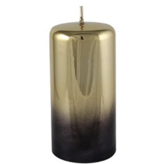 Kerze 2er Set Cylinderkerze CELLINI gold-schwarz H 10 | 15 cm