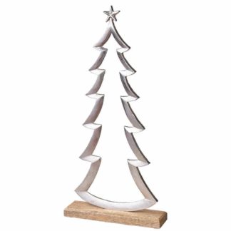 Weihnachtsdeko ALU TANNENBAUM auf Holzfuß H 50 | 35 cm