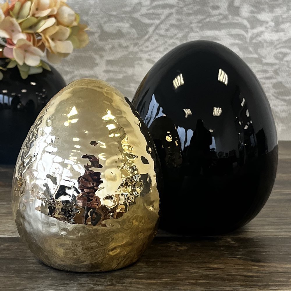 Ostereier Deko aus Keramik gold Höhe 13 | 9 cm