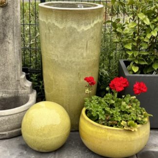 Bodenvase | Pflanzgefäß GLASURKERAMIK Limette H 90 cm