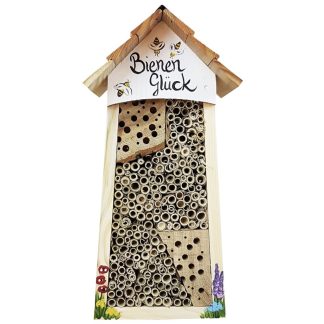 Bienenhotel groß mit Lamellendach weiß Vogelvilla Höhe 34 cm