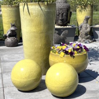 Keramik Pflanzkübel groß gelb Höhe 90 cm