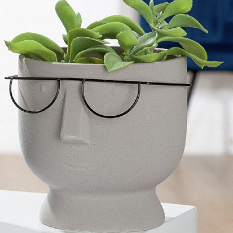 Blumentopf Gesicht Übertopf Gesicht FOLTO grau/braun