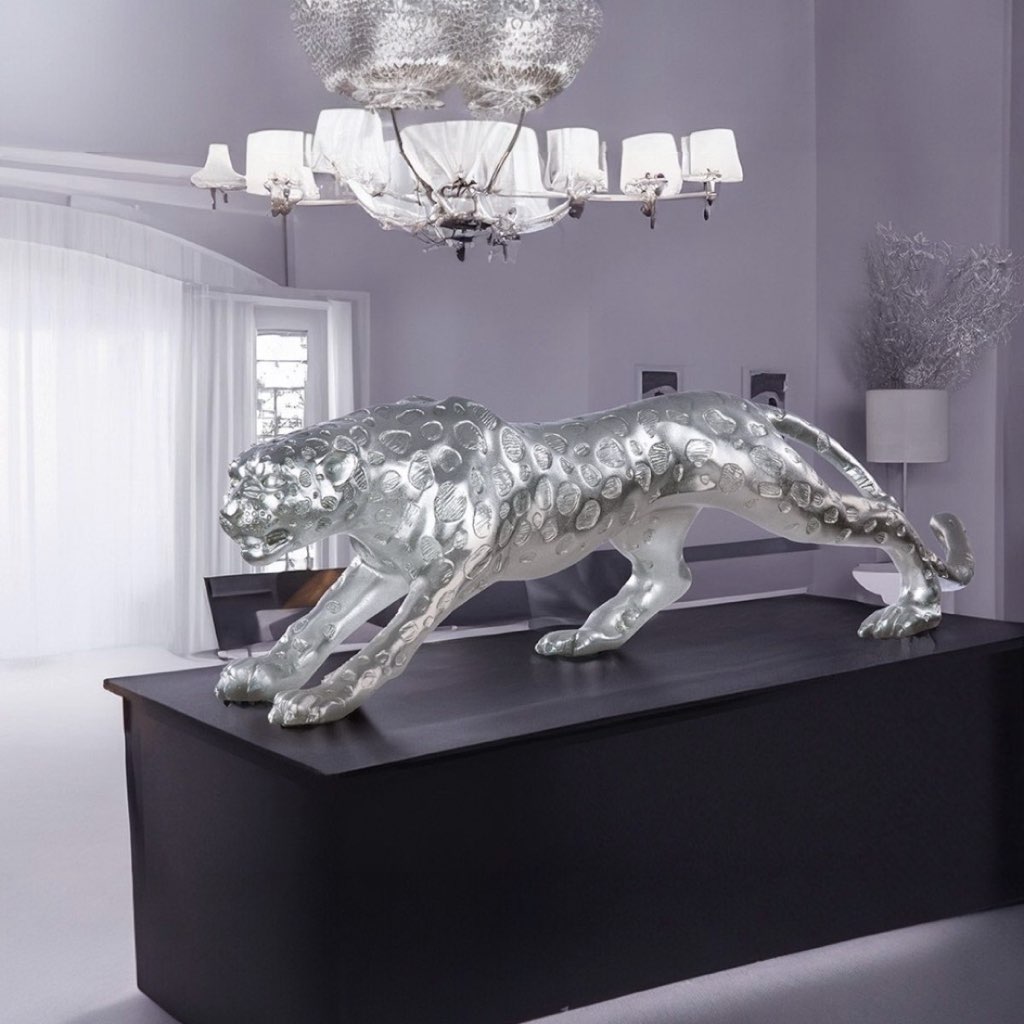 Deko Figur GEPARD silber