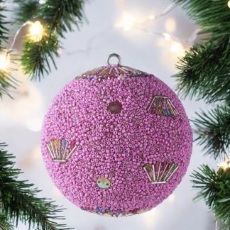 Weihnachtskugel OPIUM GiftCompany Blumenmuster, Perlen, Pailletten, pink ø 10 cm